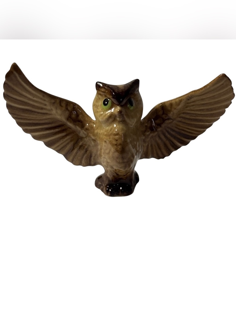 VTG Hagen Renaker Papa Owl Miniature Ceramic Figurine Wings Spread Collectible